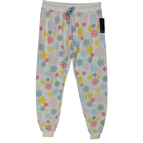 Free Press Pajama Pants Size Medium Multicolor Snow Flakes Print Drawstring NWT - Picture 1 of 9
